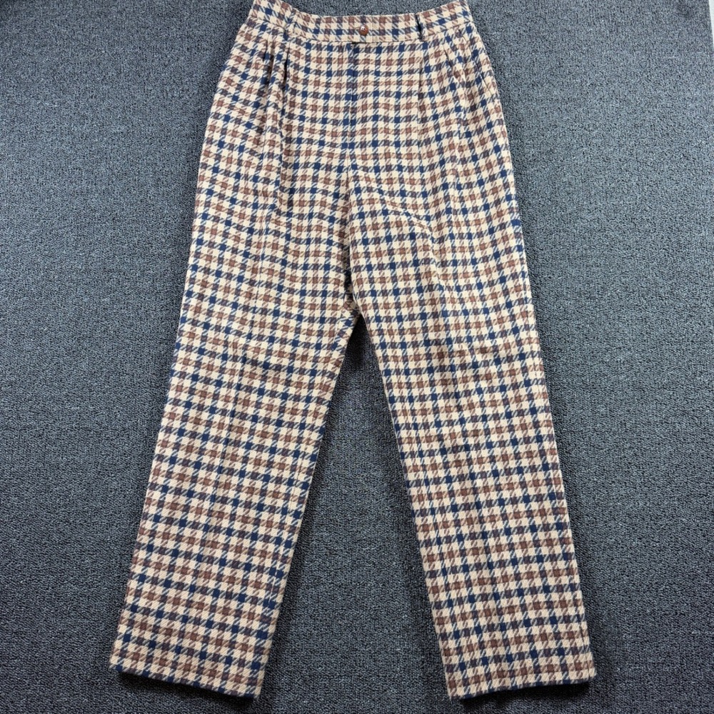 Vintage 80's Pendleton Wool Houndstooth Pants Women's 12P High Waisted Trousers